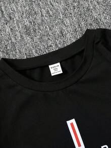 Teen Boy Letter Graphic Tee - Black - View 3