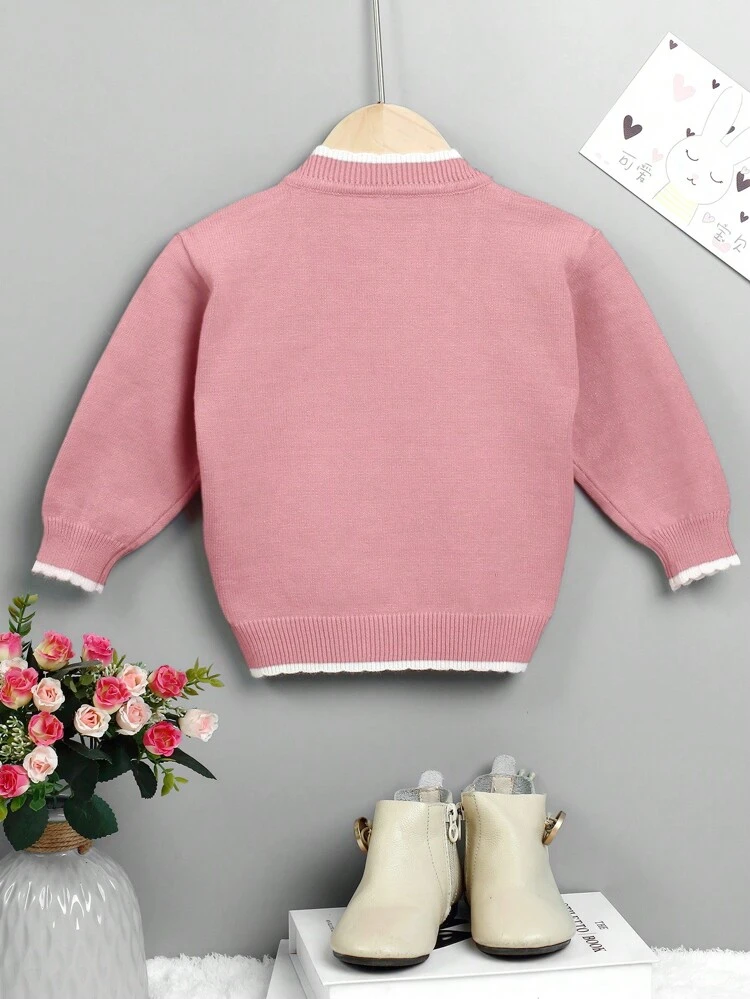 Baby Girls' Color Block Rolled Edge Button Front Cardigan