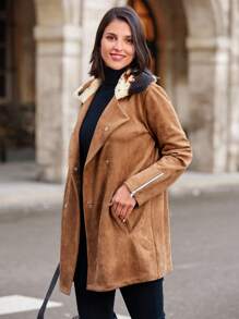 SHEIN Clasi Vrouwen Random kraag Dubbel Rijn Knoppen Normale Fit Jas