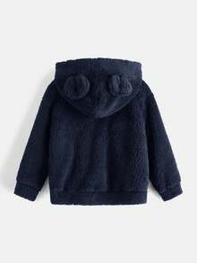 SHEIN 小男童休閒長毛絨熊耳朵連帽衫