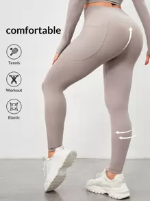 VARSITIE Thể thao Yoga Cơ bản Scrunch Butt Với Legging - Xám - Xem 1