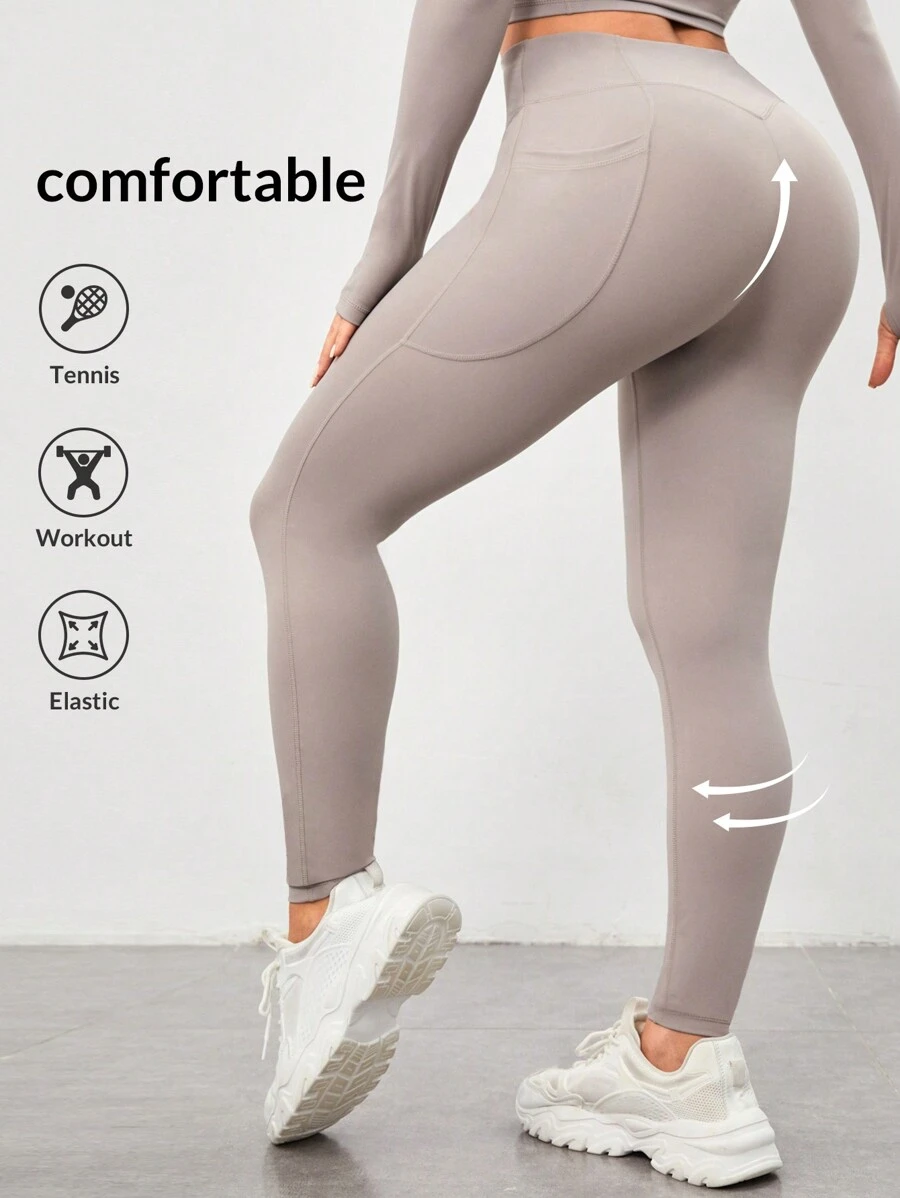 VARSITIE Thể thao Yoga Cơ bản Scrunch Butt Với Legging - Xám - Xem 1