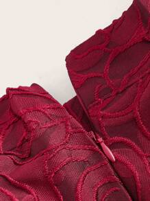 Vintamour Vintage Elegant Women's Floral Jacquard Skirt Club Women Outfits Concert Summer Women Long Skirt Summer Skirt Vintage Clothes Red Partytime Jacquard Skirt New Year Valentine - Burgundy - View 4