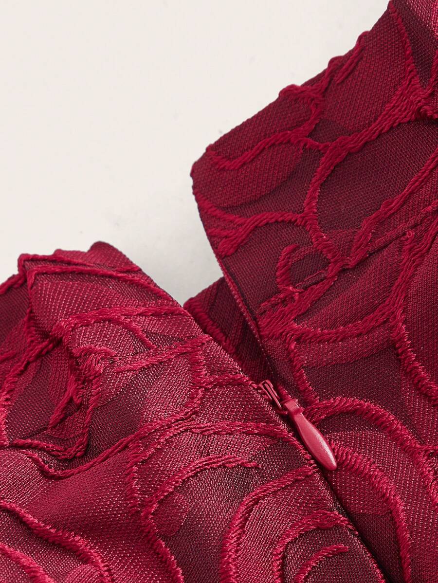 Vintamour Vintage Elegant Women's Floral Jacquard Skirt Club Women