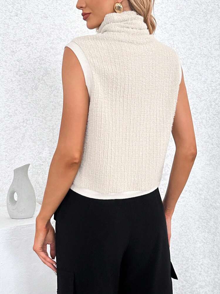 Turtleneck Solid Tank Top