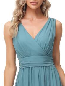 V領高開叉雪紡伴娘禮服