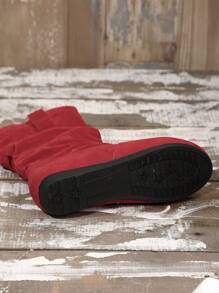 女士極簡一腳蹬寬鬆時尚戶外仿麂皮靴子