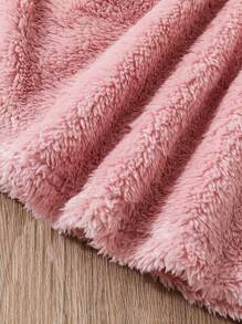 SHEIN 小女童拉鍊連帽長毛絨洋裝附包 - 粉色 - 查看 6