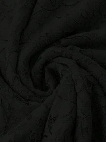 SHEIN Clasi 大尺碼純色褶邊燈籠袖洋裝 - 黑色 - 查看 3