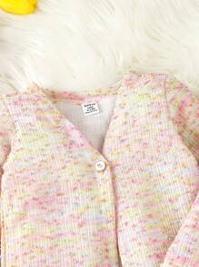 3pcs/Set Baby Girls' Elegant & Chic Gradient Knit Outfit For Autumn/Winter - Pink - View 5