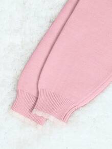 Em bé Cô gái Hình vết tròng Polka Nút-Mặt trước Áo len Mở - Màu Hồng baby - Xem 3