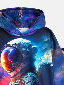 SHEIN 男孩太空人印花連帽衫和運動褲 - 彩色 - 查看 3