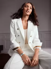 MOTF Classy TAILORED DOUBL-BREASTED BLAZER - White - View 2