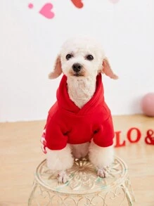 PETSIN 1pc Valentine's Day Heart Printed Red Pet Dress - Multicolor - View 6