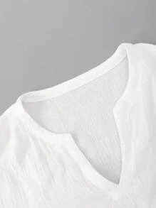 Manfinity Homme 男士寬鬆純色長袖長褲西裝,附有缺口翻領設計 - 白色 - 查看 7