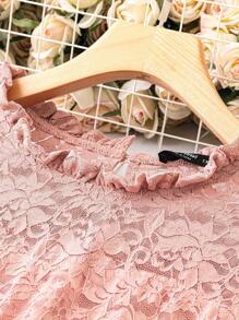 SHEIN Clasi Plus Size 1pc Lace Frill Hem Long Sleeve Dress