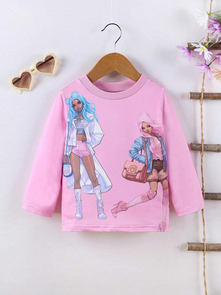 Baby Girl Figure Graphic Tee - Baby Pink - View 1