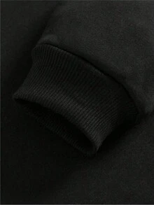 SHEIN Tween 女童仙人掌与字母印花圆领运动衫 - 黑色 - 查看 3