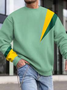 Aesthetic Post--Men's Color Block Fleece Sweatshirt - Multicolor - View 1