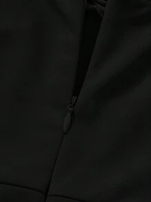 SHEIN MOD 扭結前翻領寬腿連身褲 - 黑色 - 查看 4