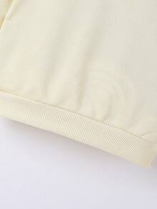 嬰兒女童卡通標語印花連帽運動衫 - 杏色 - 查看 4