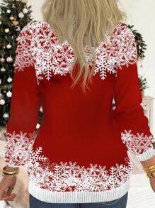 INAWLY Women's Snowman & Snowflake Print Thermal Lined Sweatshirt
