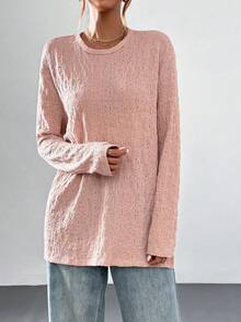 SHEIN Essnce 女士寬鬆剪裁的t恤,側面開槽設計 - 粉色 - 查看 5