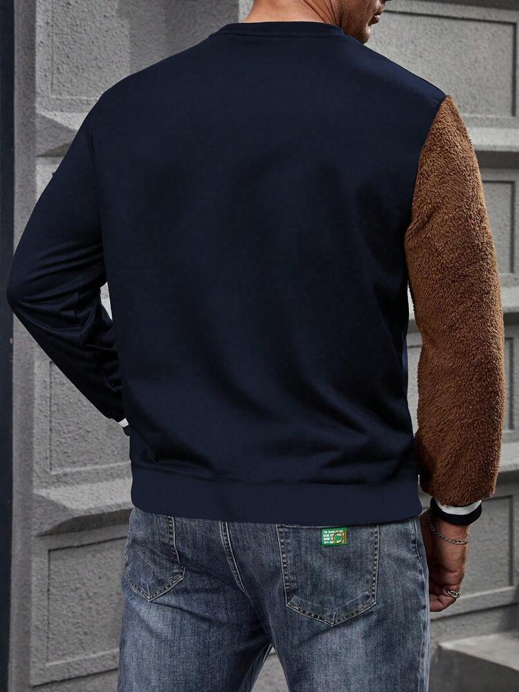 Cartoon Bear Pattern Long Sleeve Men'S Plus Size Sweatshirt