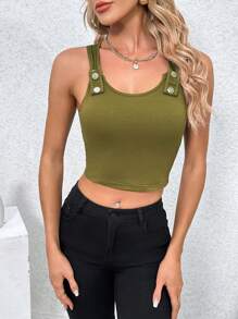 SHEIN Essnce Chaleco Corto De Color Sólido Para Mujer