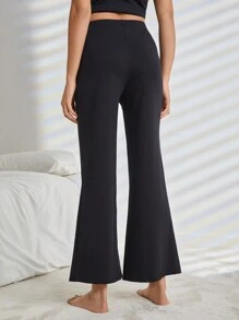 Ocili Leisure Soft And Smooth Solid Color Long Home Pants - Black - View 3