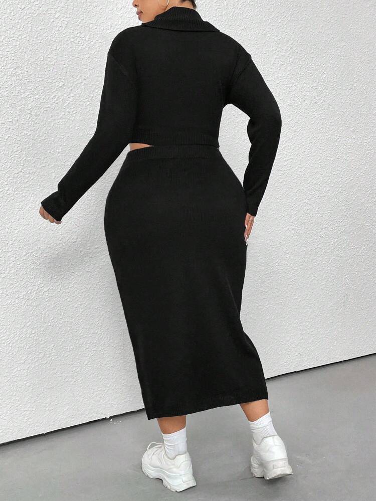 Fashionable High-collar Knitted Set Dress