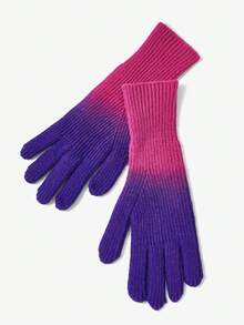 SHEIN ICON 双色渐变时尚保暖手套街头 - 彩色 - 查看 6