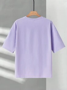SWAVVY 1 Miếng Lỏng lẻo Dệt kim Giải trí In Áo thun - Màu tím - Xem 10