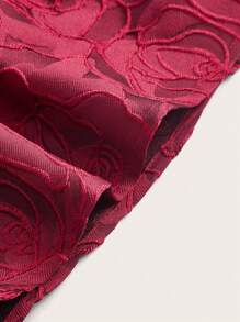 Vintamour Vintage Elegant Women's Floral Jacquard Skirt Club Women Outfits Concert Summer Women Long Skirt Summer Skirt Vintage Clothes Red Partytime Jacquard Skirt New Year Valentine - Burgundy - View 3