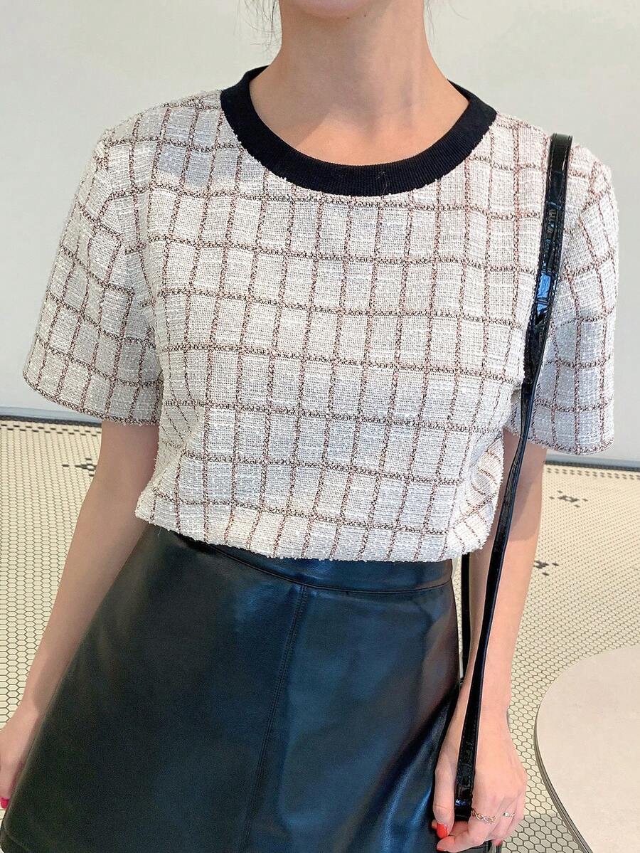 Dazy Star Của phụ nữ In kẻ sọc Áo thun - Nhiều màu - Xem 1