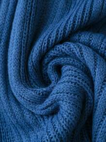 SHEIN LUNE 大碼拼接邊毛衣洋裝 - 藍色 - 查看 3