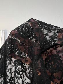 SHEIN ICON Lace Up Sleeveless Halter Dress With Ruffle Trim And Thigh Slit - Black - View 7