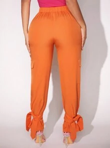 SHEIN SXY Cargo Pants With Bow Tie And Jogger Hem