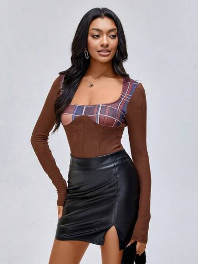 CHEYENNE SAHARA Body con espalda abierta con estampado de cuadros de diseñador, para vacaciones, primavera, playa, festival, Ibiza