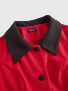 Flirla Áo khoác nữ cỡ lớn có dây buộc eo - Đỏ - Xem 4