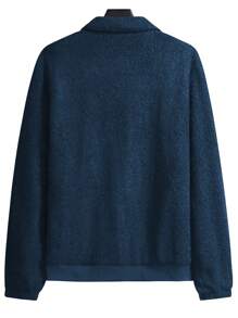 Manfinity Homme Lỏng lẻo Nam Xanh Lông Single-breasted Áo khoác - Màu xanh hải quân - Xem 2