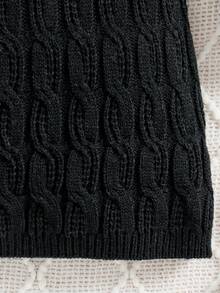 Vestido De Manga Larga De Lana Negro Para Niña, Otoño E Invierno - Negro - Ver 4