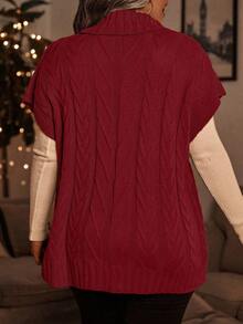 SHEIN LUNE Kích thước lớn Xoắn Dan Áo cao cổ Áo len vest - Đỏ - Xem 3