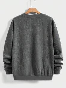 Manfinity RebelGame 男士針織休閒長袖垂肩運動衫 - 深灰色 - 查看 2