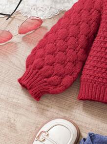 SHEIN 女嬰燈籠袖套頭毛衣 - 紅色 - 查看 3