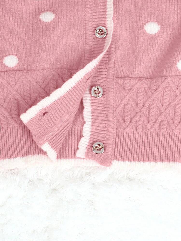 Baby Girls' Color Block Rolled Edge Button Front Cardigan