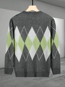 Manfinity Hypemode Men Argyle Pattern Sweater - Multicolor - View 4