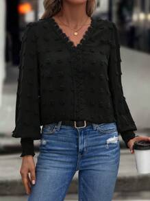 EMERY ROSE 女性燈籠袖襯衫 - 黑色 - 查看 5