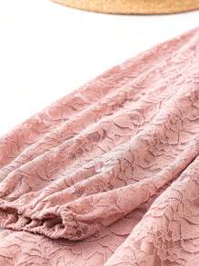 SHEIN Clasi Plus Size 1pc Lace Frill Hem Long Sleeve Dress