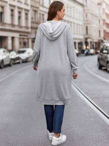 SHEIN LUNE 女性大碼抽繩拉錬夾克 - 淺灰色 - 查看 2